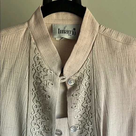 Imagio 90s Sleeveless Embroidered Blouse with Mandarin Collar | Women’s Small - Picture 3 of 8
